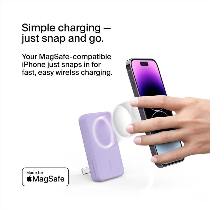 Magnetic Wireless Power Bank 5K + Stand, Lavender Purple