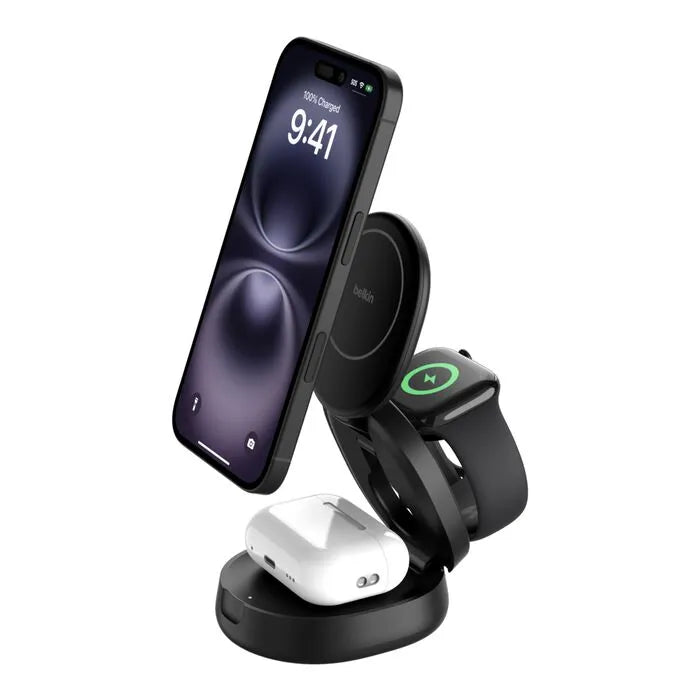 3-in-1 Convertible Magnetic Charging Stand with Qi2 15W, Black