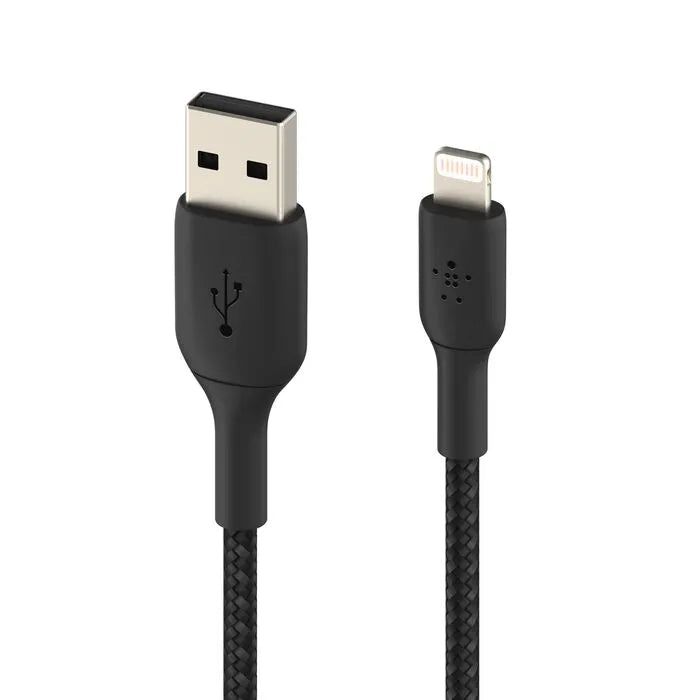 Braided Lightning to USB-A Cable, Black