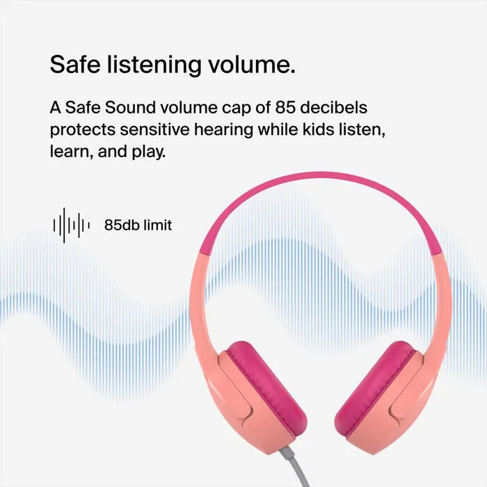 Wired On-Ear Headphones for Kids, Pink