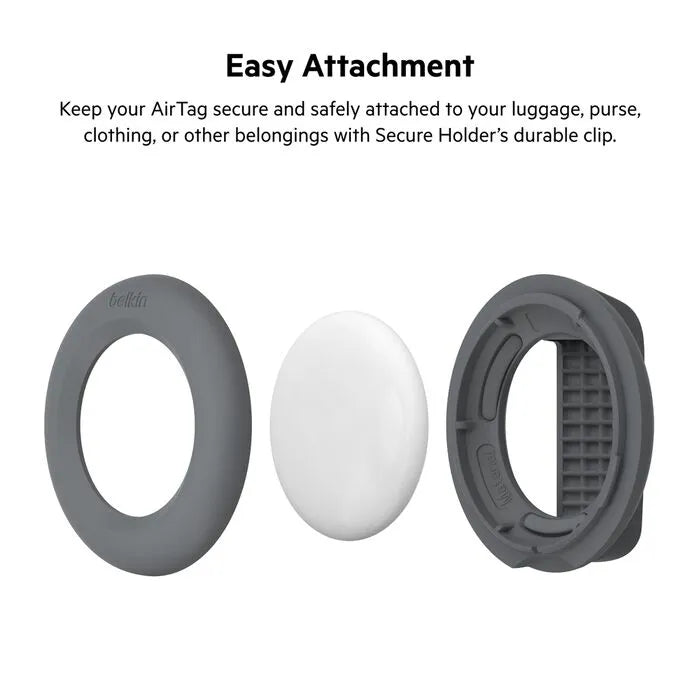 Secure Holder with Clip for AirTag, Dark Gray