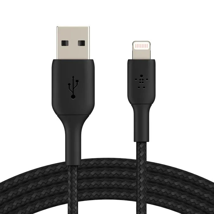 Braided Lightning to USB-A Cable, Black