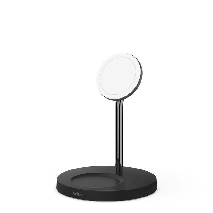 2-in-1 Wireless Charger Stand with Official MagSafe Charging 15W (Certified Refurbished), Black