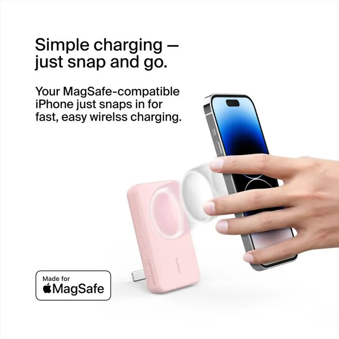 Magnetic Wireless Power Bank 5K + Stand, Pink