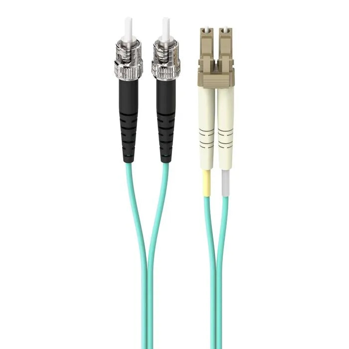 Fiber Optic Cable; 10GB Aqua Multimode LC/ST Duplex, 50/125 OM3, Aqua