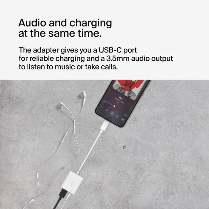 3.5mm Audio + USB-C Charge Adapter, White
