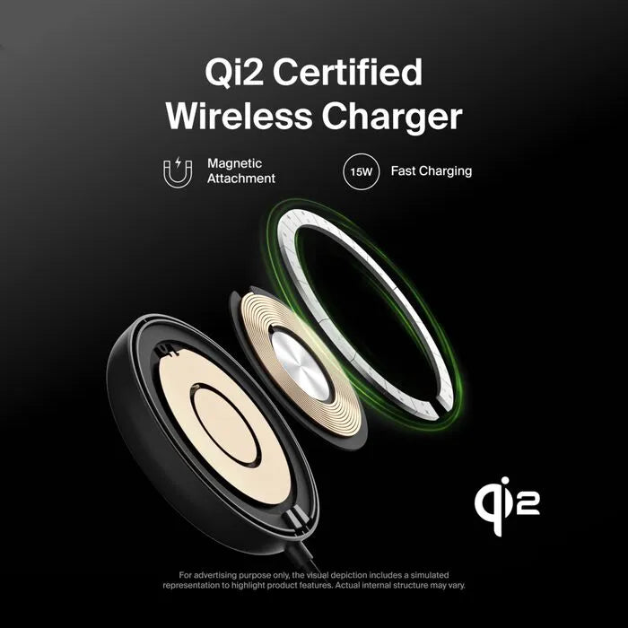 Magnetic Wireless Charging Pad with Qi2 15W, Black