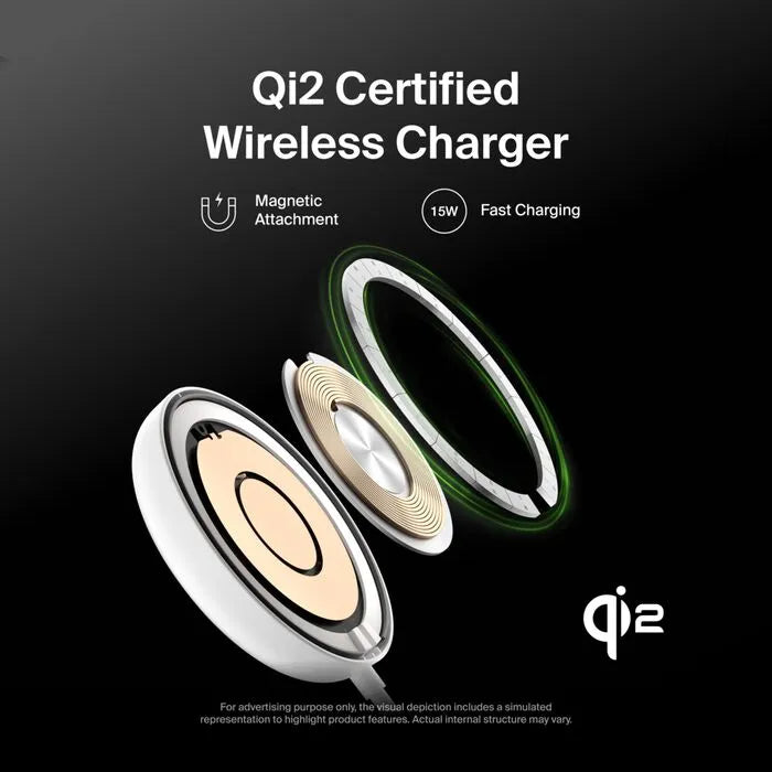 Magnetic Wireless Charging Pad with Qi2 15W, White