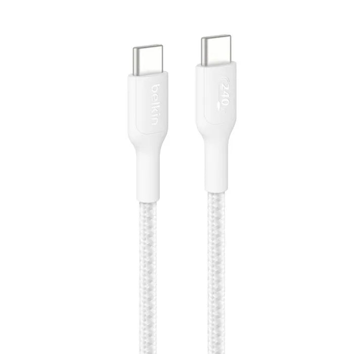 USB-C to USB-C Braided Cable 240W, 3.3ft/1m,, White