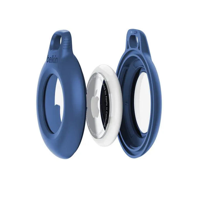 Waterproof Secure Holder with Key Ring for AirTag, Blue