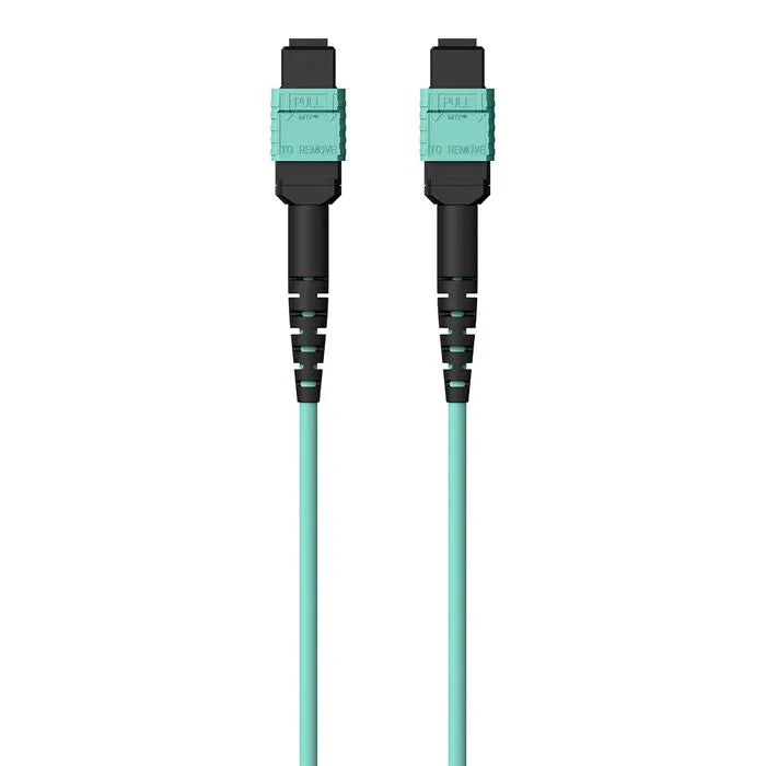 MTP to MTP MPO Fiber Optic Cable, 40GbE Aqua MTP/MTP, 50/125, OM3, Plenum, Aqua