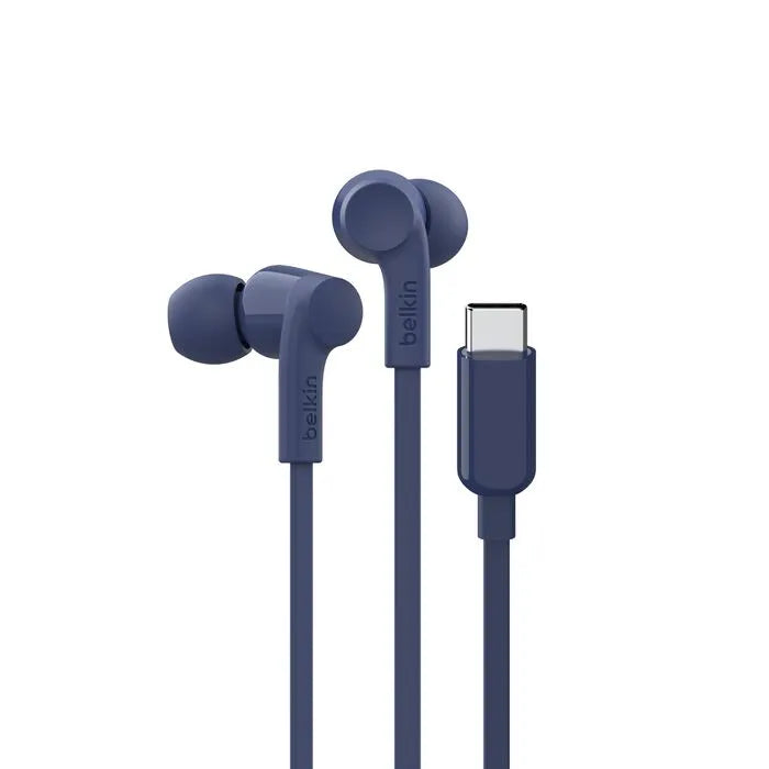 USB-C Wired Earbuds with Adjustable Volume Limiter, Blue