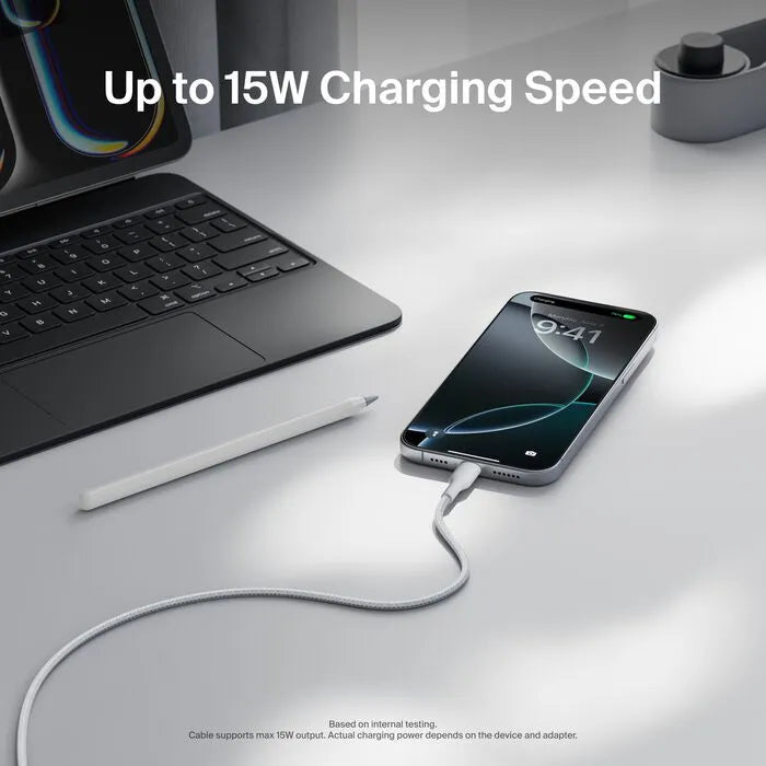 Braided USB-A to USB-C Cable 15W, 3.3ft/1m,, White