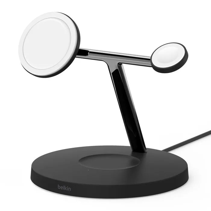 3-in-1 Wireless Charger with Official MagSafe Charging 15W (Certified Refurbished), Black