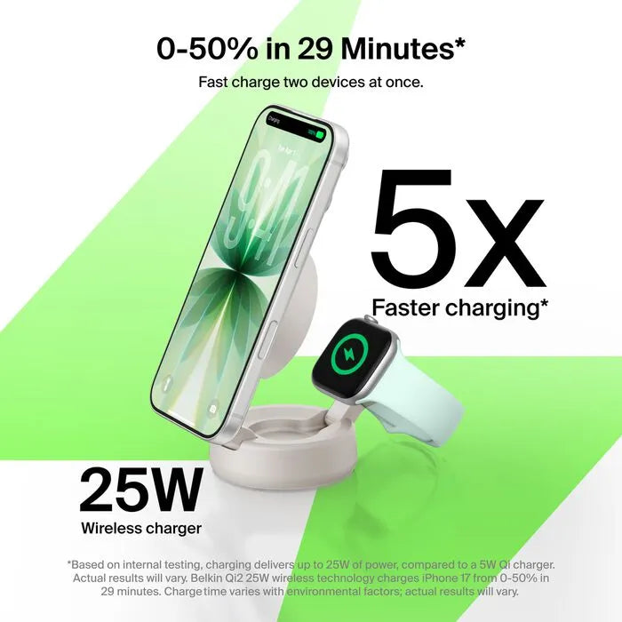 2-in-1 Convertible Magnetic Charger with Qi2 25W, Sand
