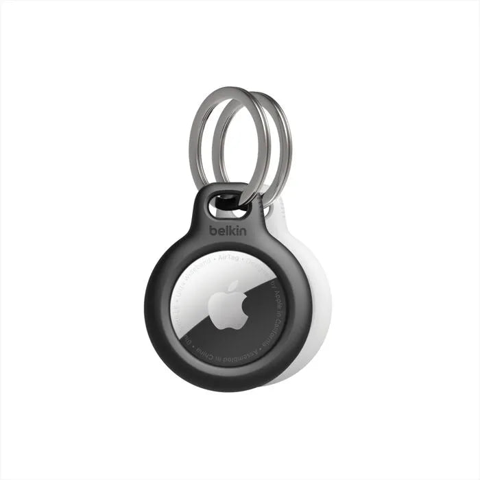 Secure Holder with Key Ring for AirTag, Black/White