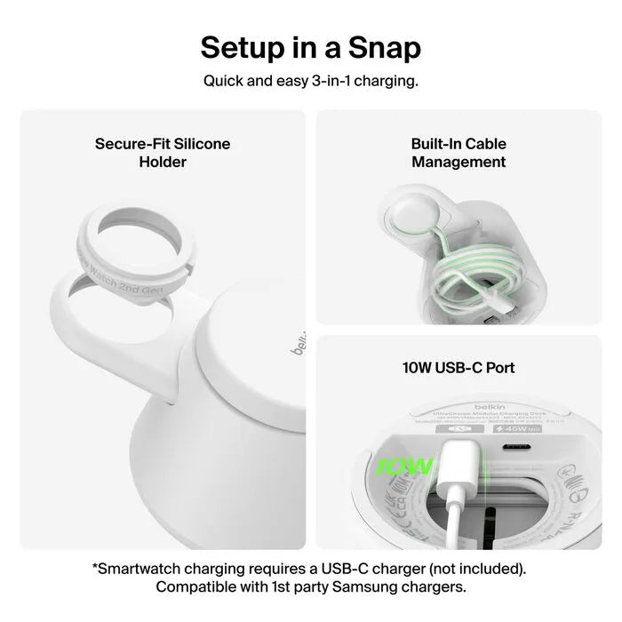 Modular Charging Dock with Qi2 25W, White