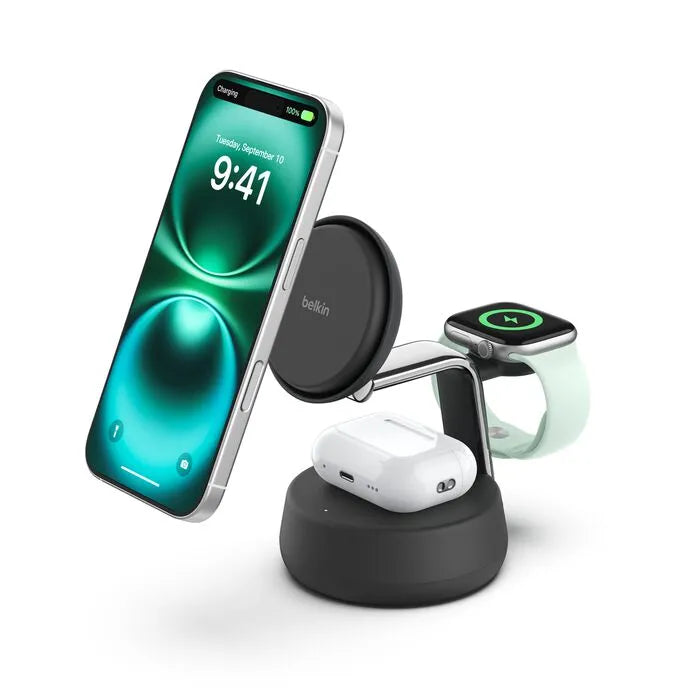 3-in-1 Magnetic Charging Dock with Qi2 25W, Charcoal