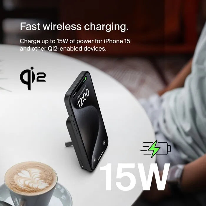 Magnetic Power Bank with Qi2 15W, Black