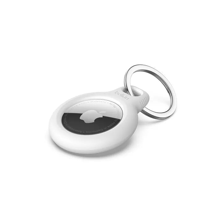 Secure Holder with Key Ring for AirTag, White