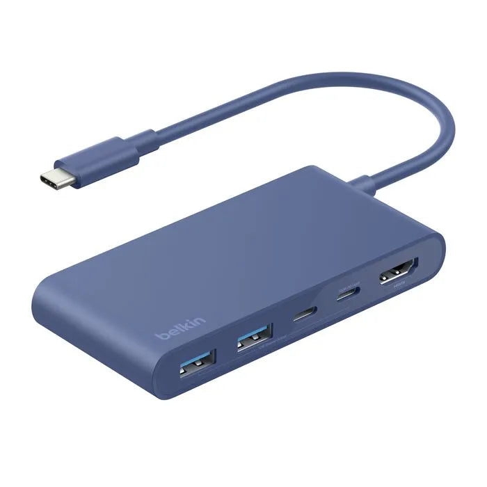 5-Port USB-C Hub with Dual USB-C Ports, Indigo
