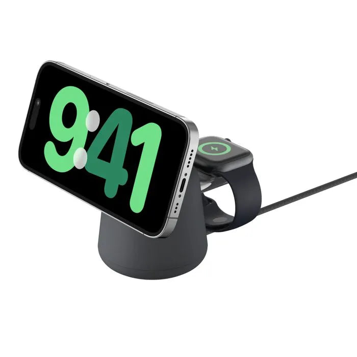 2-in-1 Wireless Charging Dock with Qi2 15W, Charcoal