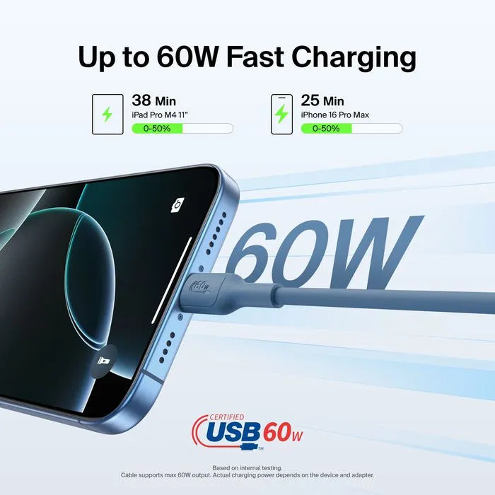 USB-C to USB-C Cable 60W,, Blue