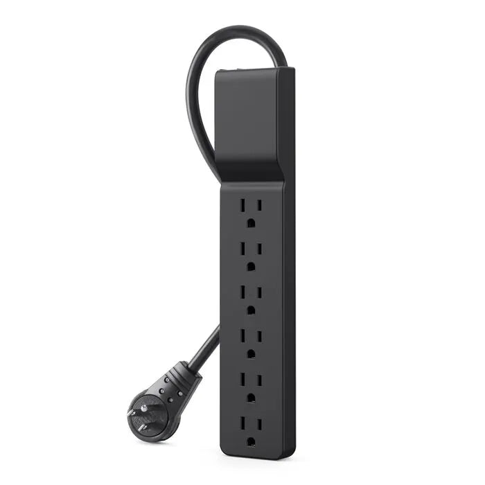 6-Outlet Surge Protector with 6 ft cord, Black