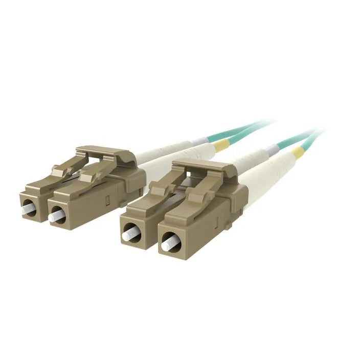 Fiber Optic Cable, 10GB/100GB Aqua Multimode LC/LC Duplex, 50/125 OM4, Aqua