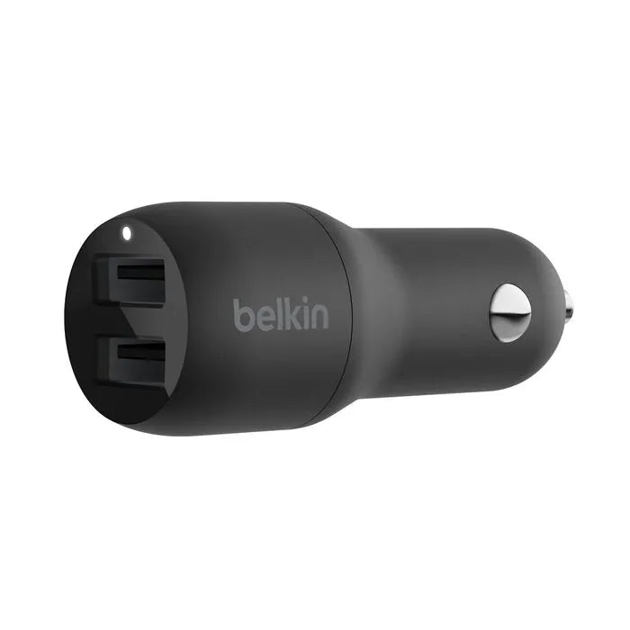 Dual USB-A Car Charger 24W, Black