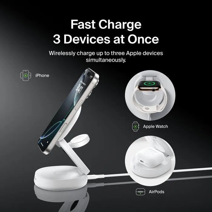 3-in-1 Convertible Magnetic Charging Stand with Qi2 15W, White