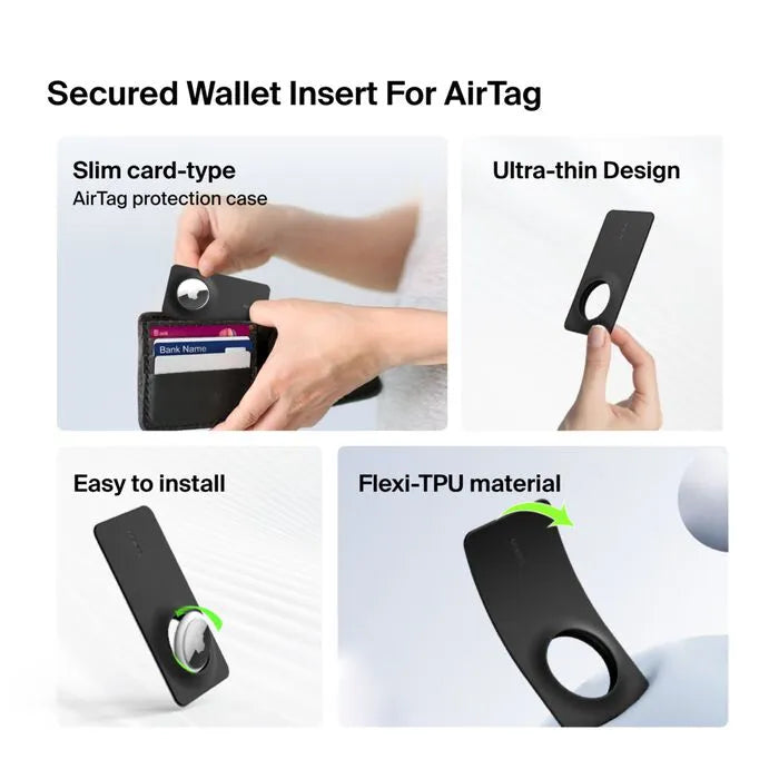 Secure Wallet Insert for AirTag, Black