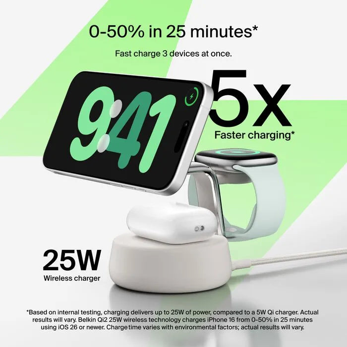 3-in-1 Magnetic Charging Dock with Qi2 25W, Sand