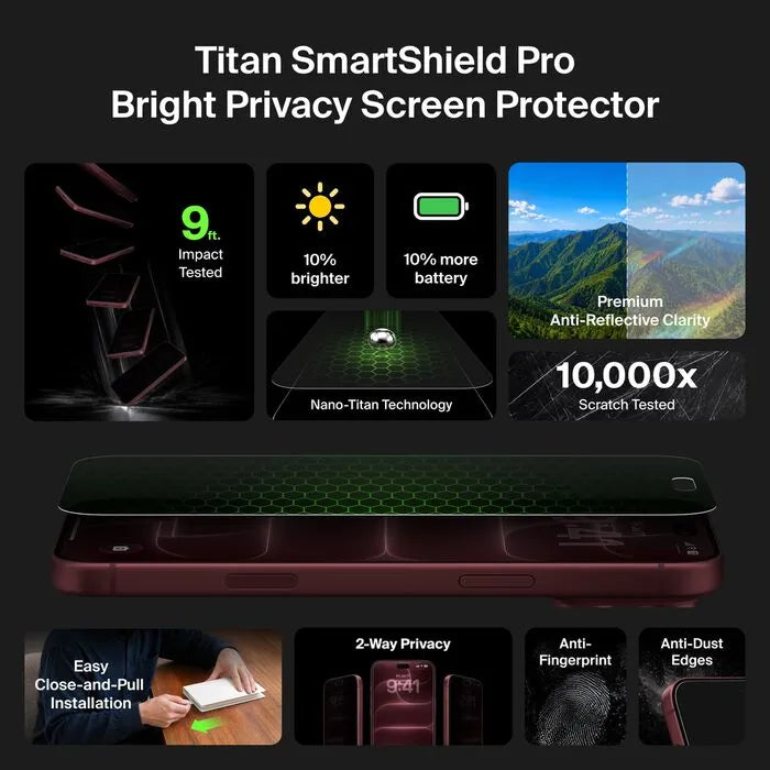 Bright Privacy Screen Protector for iPhone 18 Pro