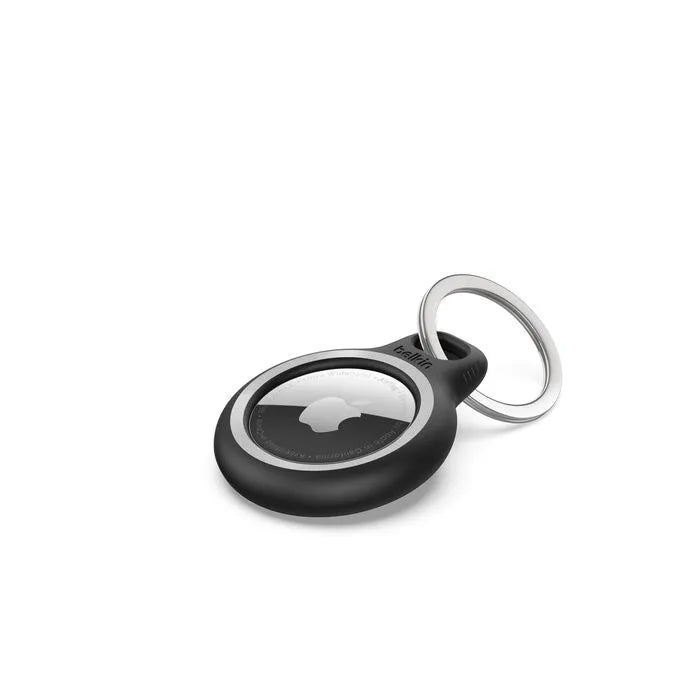 Reflective Secure Holder with Key Ring for Apple AirTag, Black
